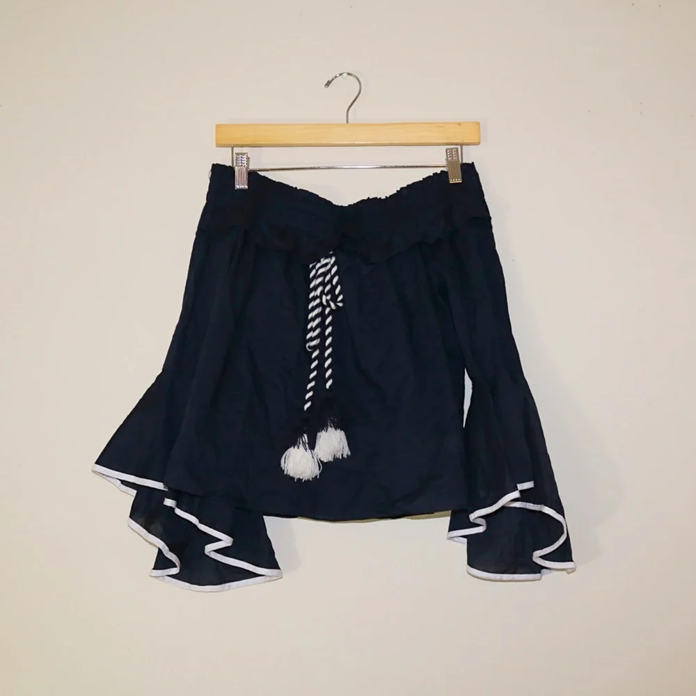 MISA Los Angeles Loris Off-the-Shoulder Top in Dark Blue - Picture 3 of 12